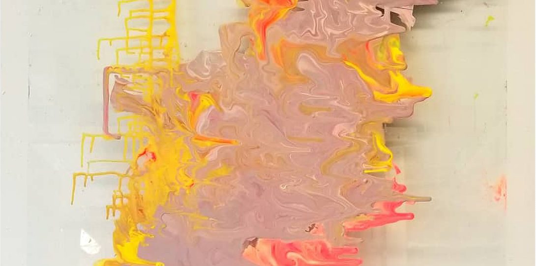 Abstract painting on glass